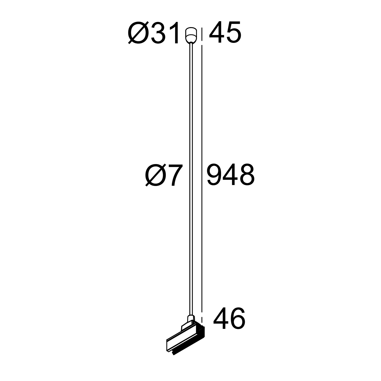 TRACK 3F DIM ON ROD SUSPENSION 1,0m B черный Delta Light IT