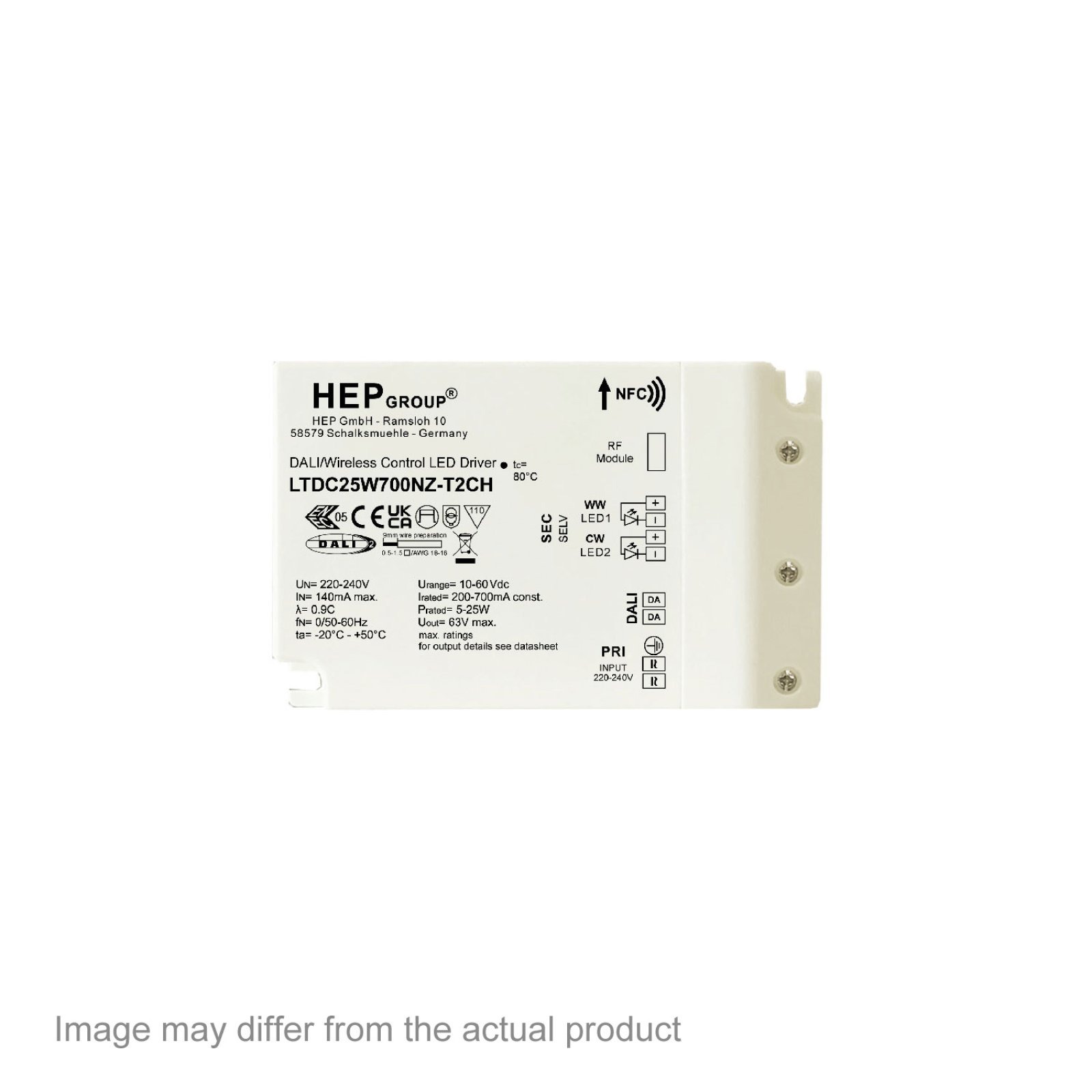 LED POWER SUPPLY 500mA-DC 2CH TW DIM5 Delta Light драйвер