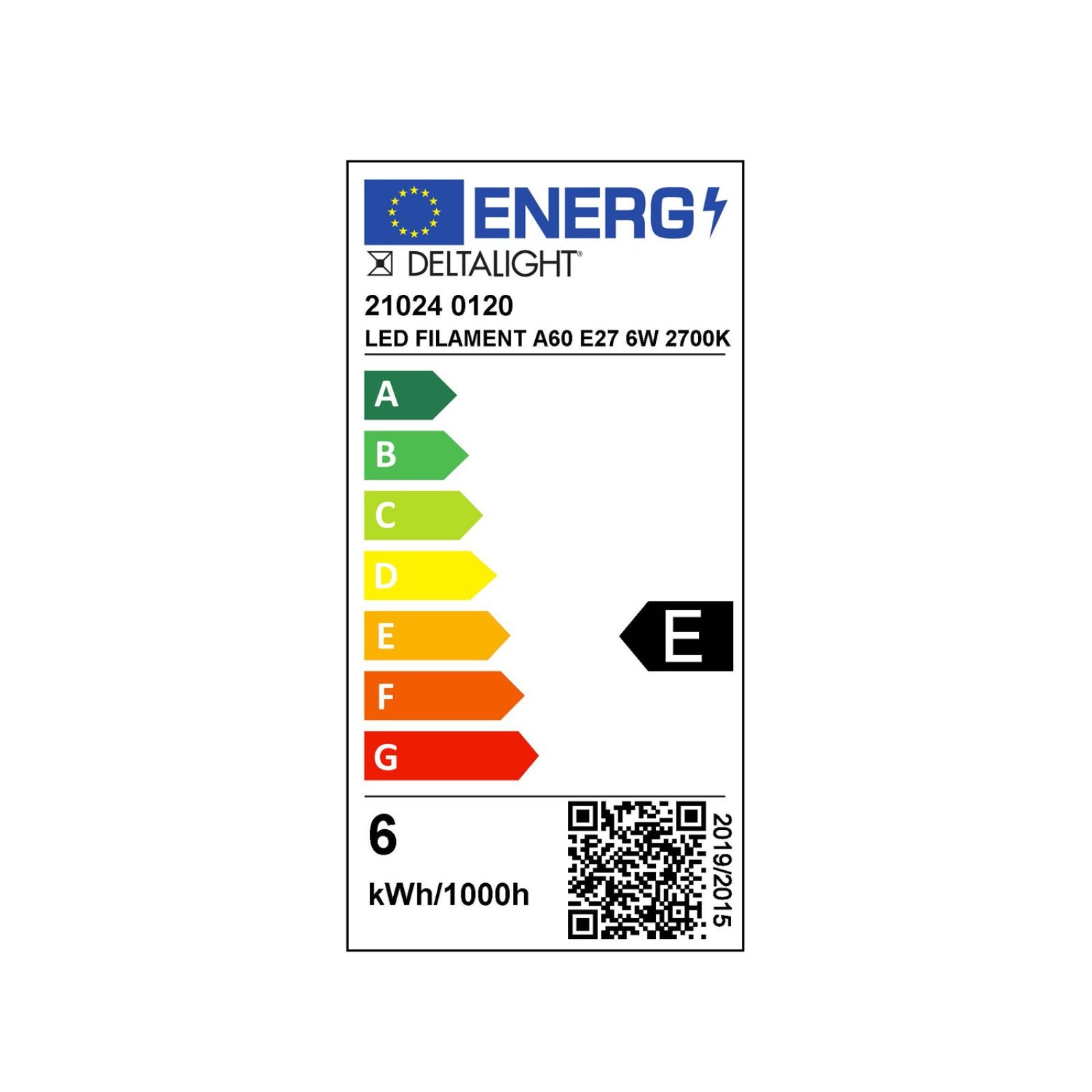LED FILAMENT A60 E27 6W 2700K Delta Light LAG 4
