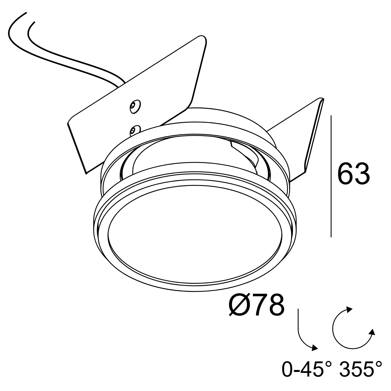 HALOSCAN ST MP 92714 B черный Delta Light Встраиваемый поворотный потолочный светильник 2