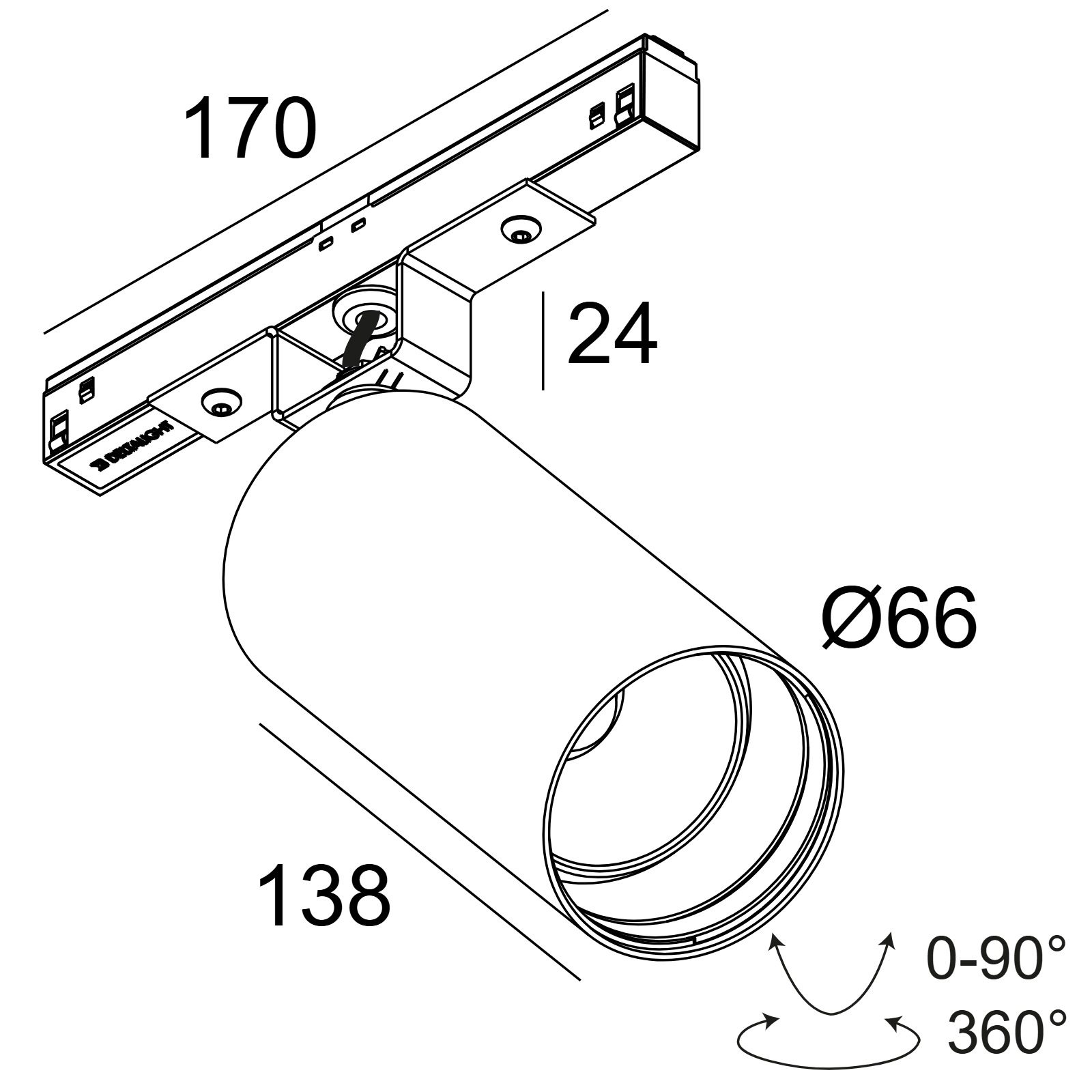 M20/M26H - SPY 66 TW 96518 DIM5 B черный Delta Light трековый светильник 2