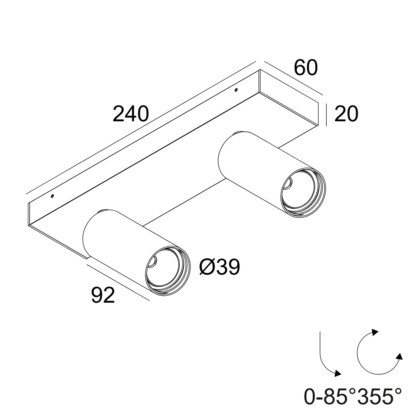 SPY 39 ON 2 92720 DIM8 B-B черный Delta Light накладной потолочный светильник 2