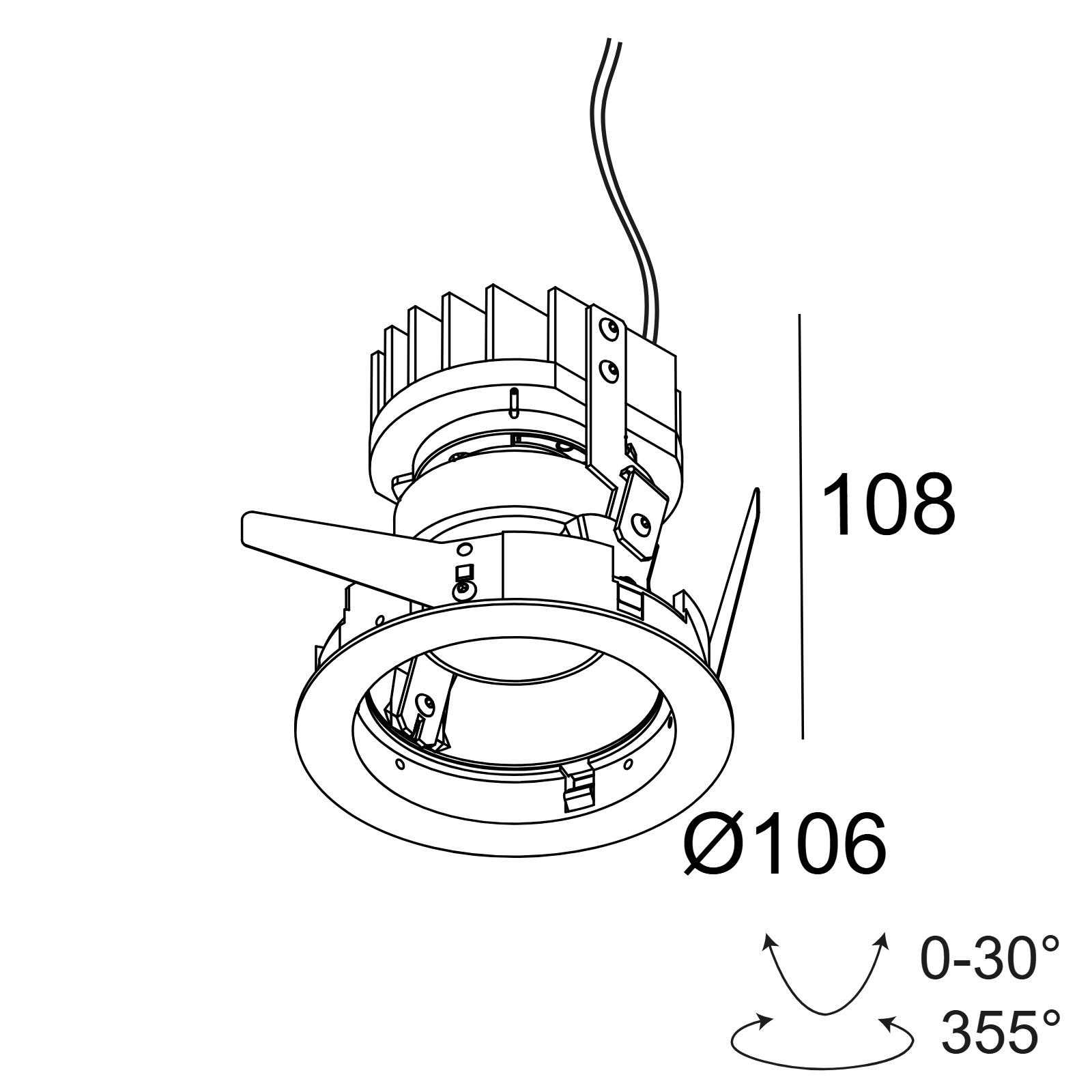 iMAX II ROUND ADJUSTABLE LP 92712 B черный Delta Light Встраиваемый поворотный потолочный светильник 2