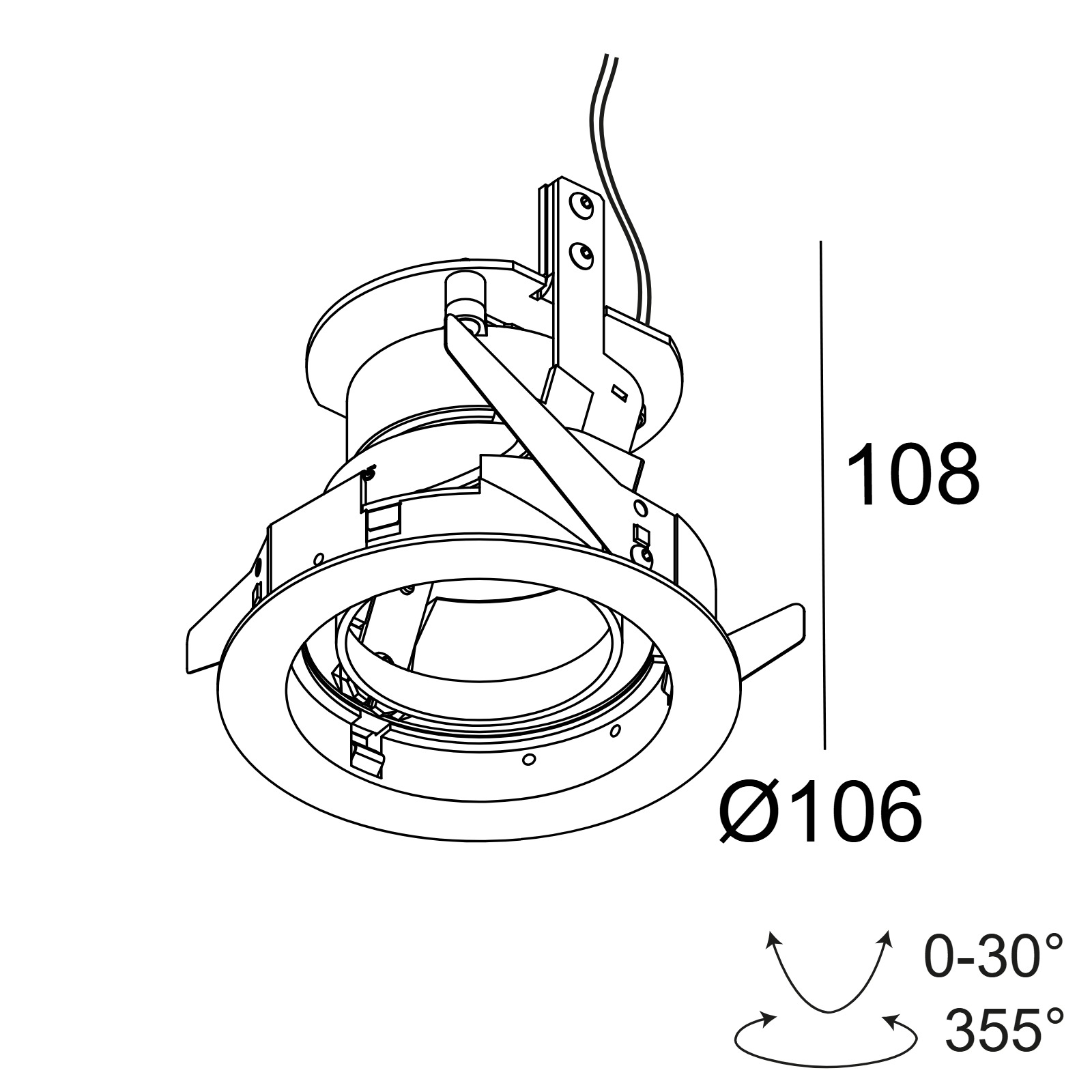 iMAX II ROUND ADJUSTABLE CL 9276 B черный Delta Light Встраиваемый поворотный потолочный светильник 2