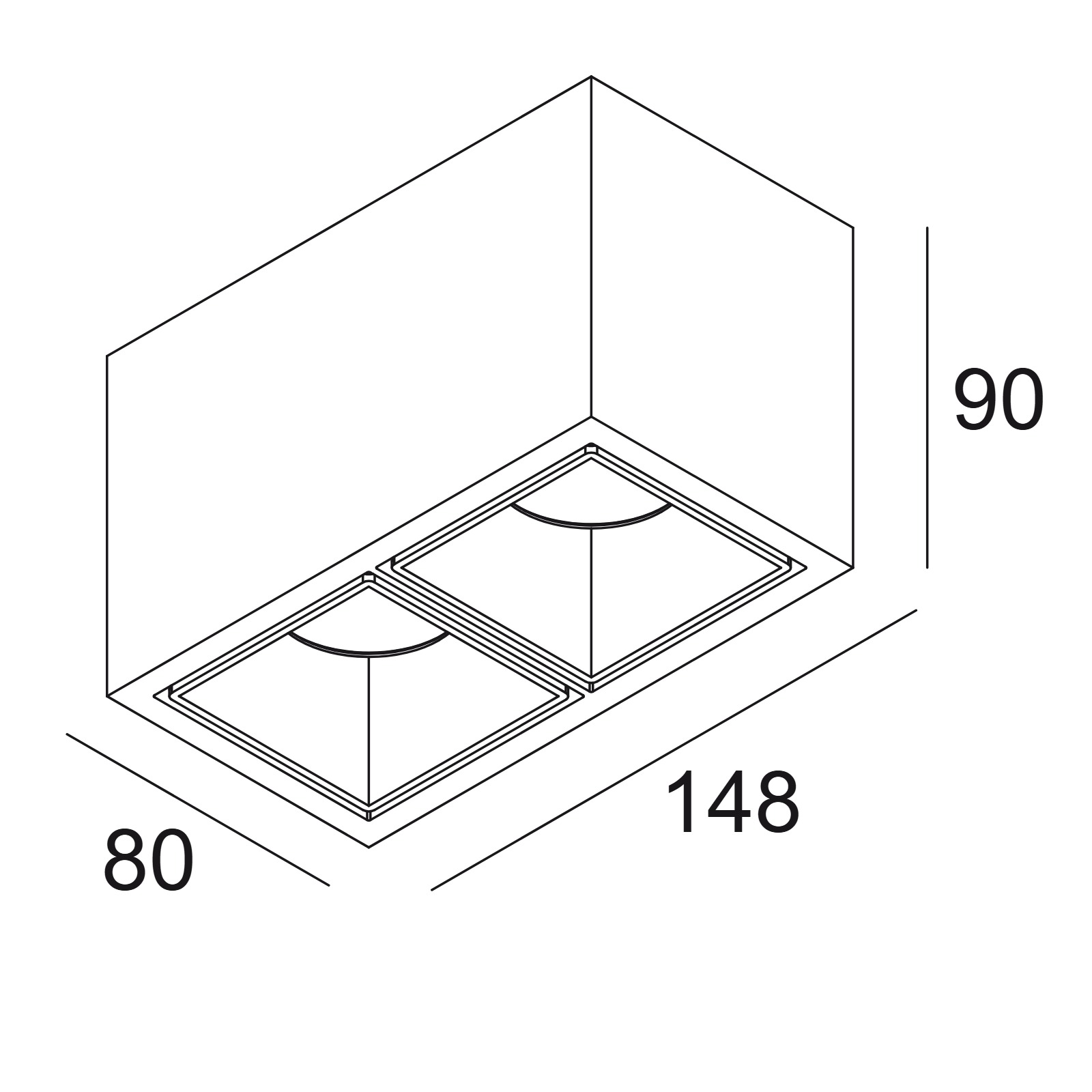 Накладной потолочный светильник BOXY 2 L Delta Light 10748 XXX8 2