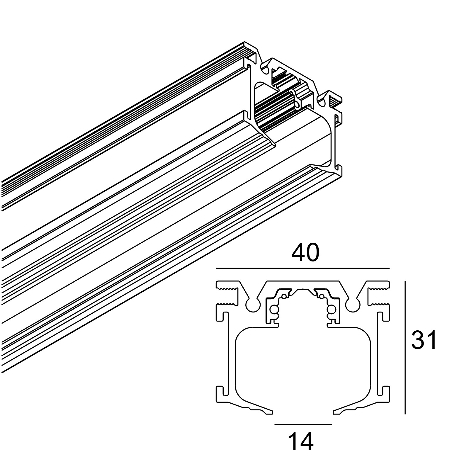 SPL14 - PROFILE 2m B черный Delta Light ILP 2