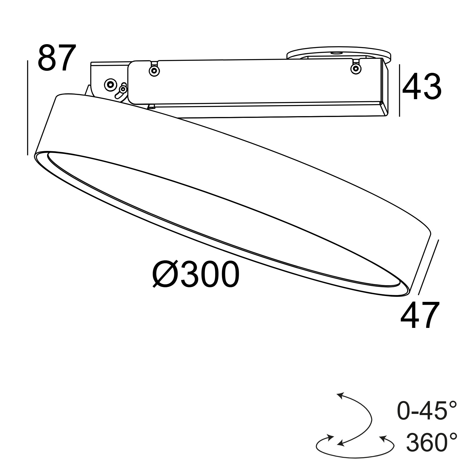 MULTINOVA 30 PIVOT 930 B черный Delta Light накладной потолочный светильник 2
