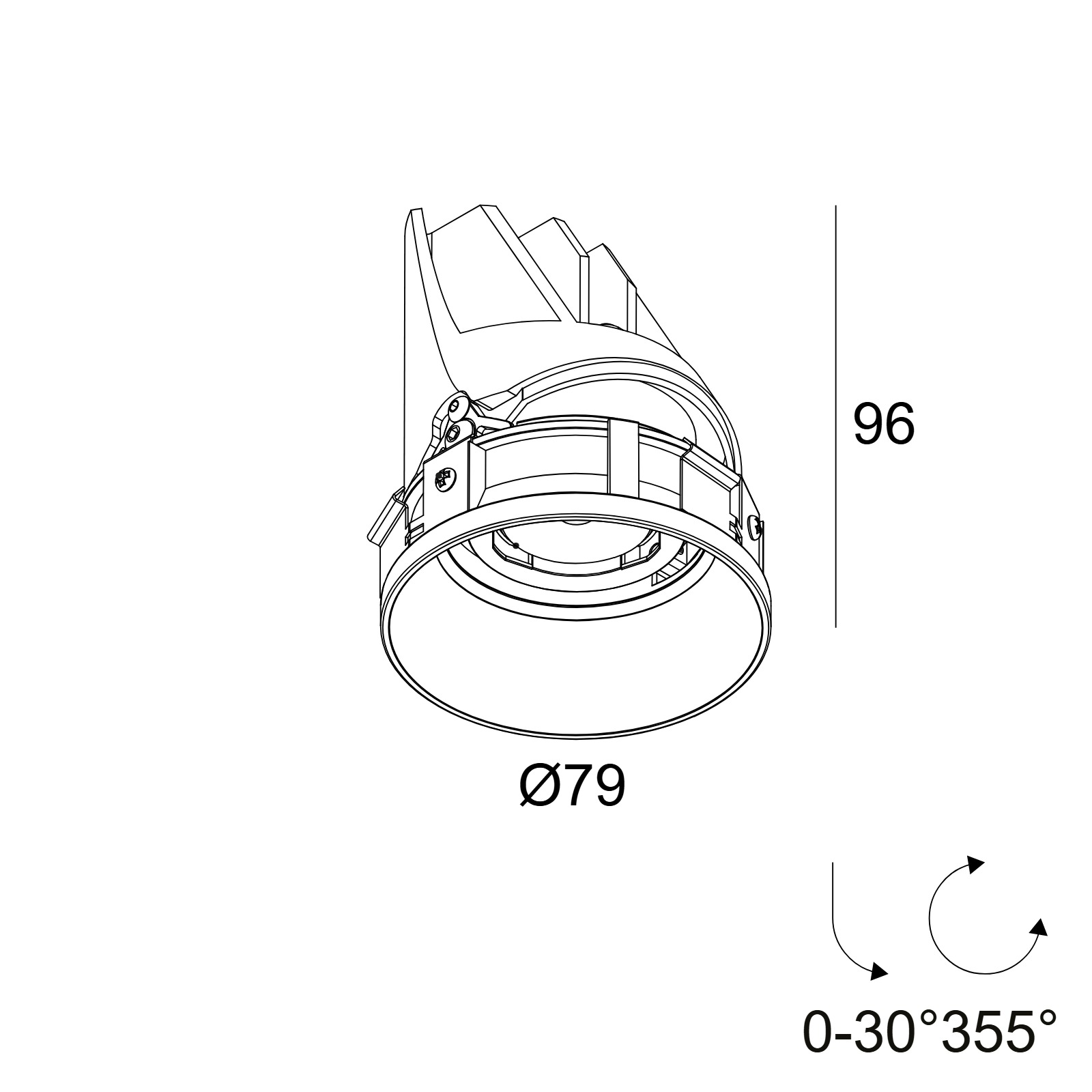ENTERO RD-S TRIMLESS 92710 B черный Delta Light Встраиваемый поворотный потолочный светильник 2