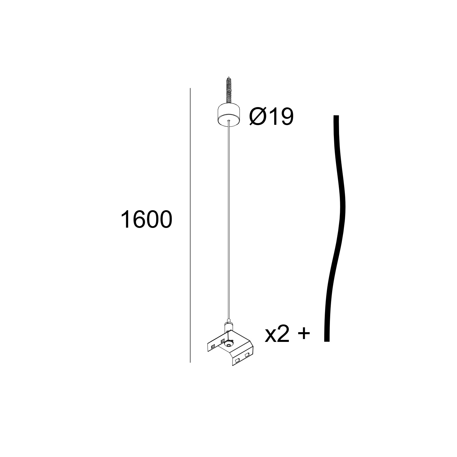 INF40 SQ 160/180 - SUSPENSION SET 1,6m B черный Delta Light подвесной светильник