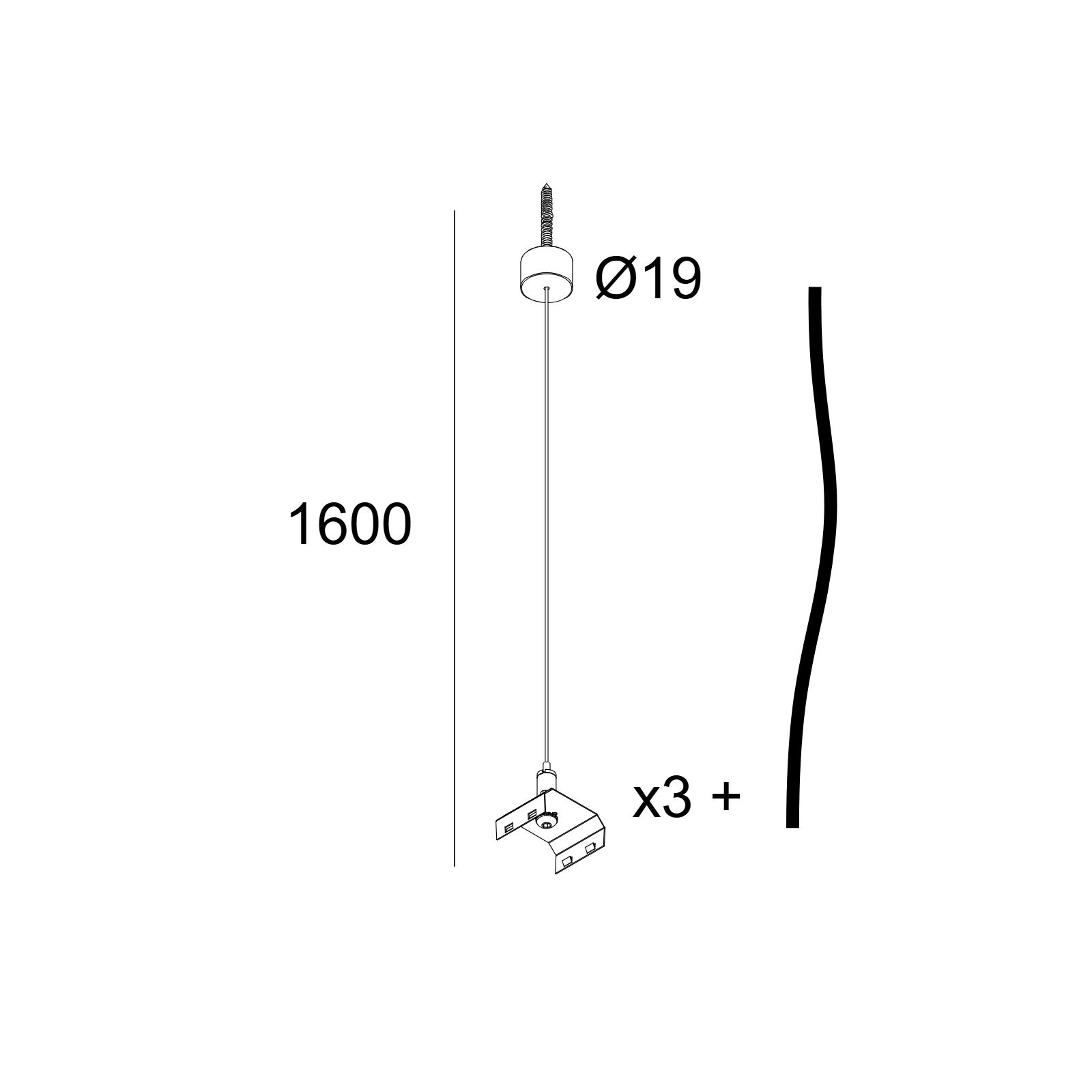 INF40 SQ 320/360 - SUSPENSION SET 1,6m B черный Delta Light подвесной светильник
