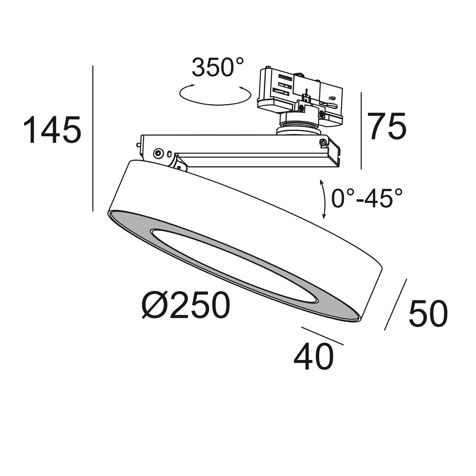SUPER-OH! XS PIVOT 25 ADM DIM8 B черный Delta Light трековый прожектор 2