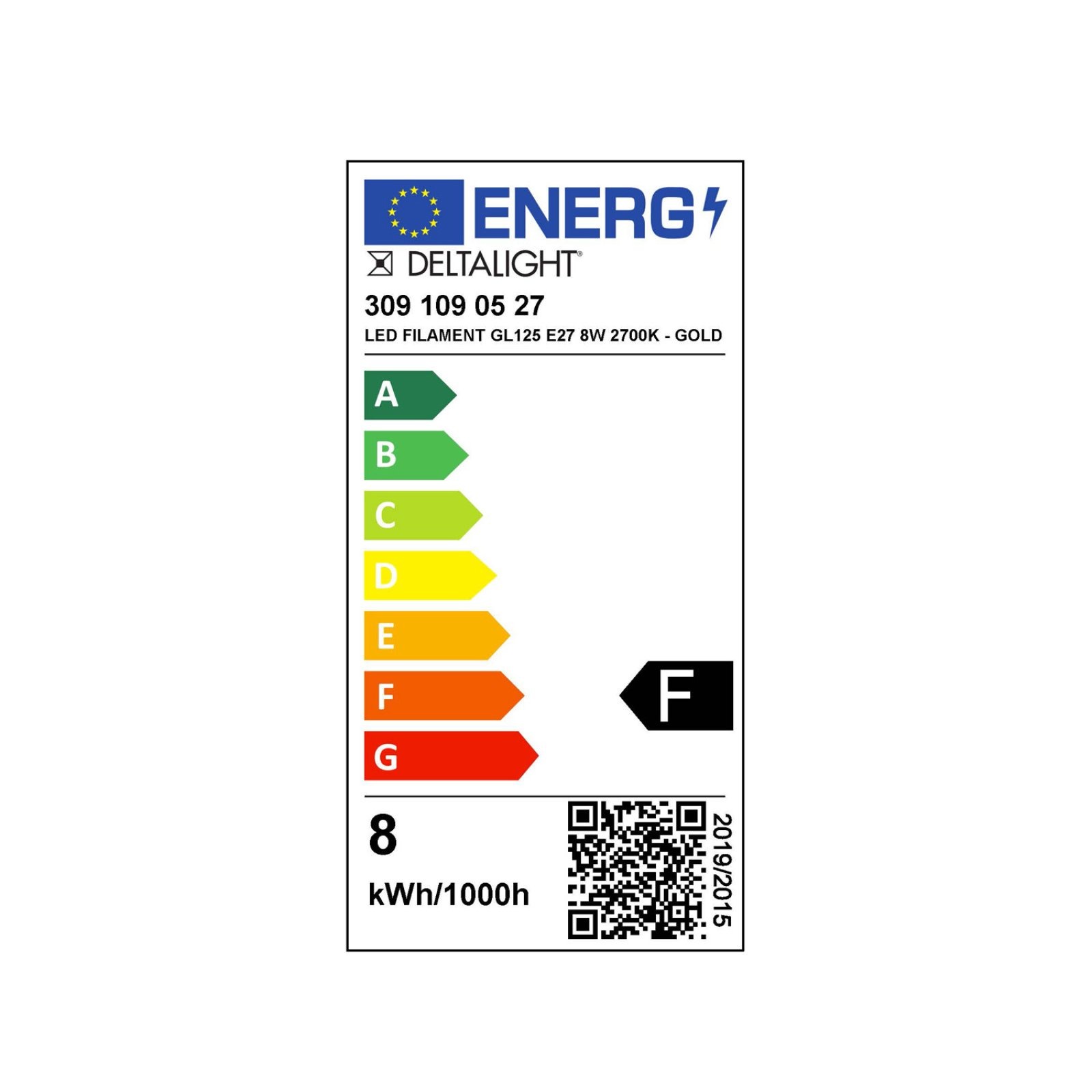 LED FILAMENT GL125 E27 8W 2700K - GOLD Delta Light LAG 4
